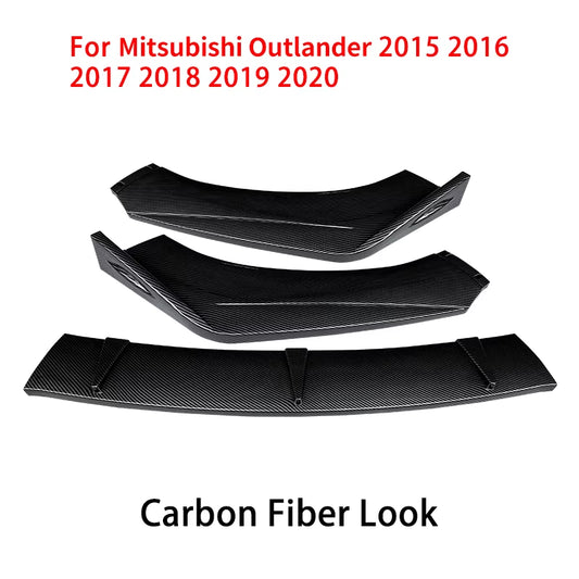 Car Front Bumper Splitter Lip Body Kit Spoiler Diffuser Deflector Accessories Carbon Look ABS for Mitsubishi Outlander 2015-2020