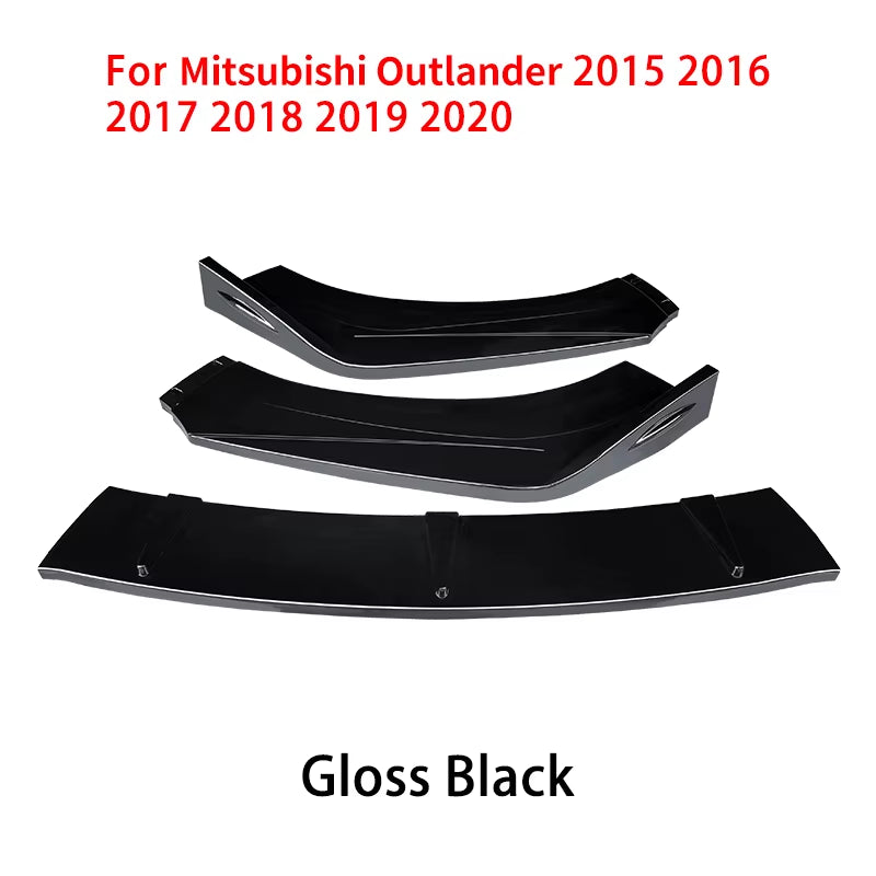 Car Front Bumper Splitter Lip Body Kit Spoiler Diffuser Deflector Accessories Carbon Look ABS for Mitsubishi Outlander 2015-2020