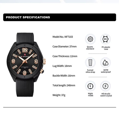 Women'S Watches Fashion Elegant Ladies Waterproof Silicone Bracelet Luminous Quartz Wristwatches Girlfriend Gift 2024