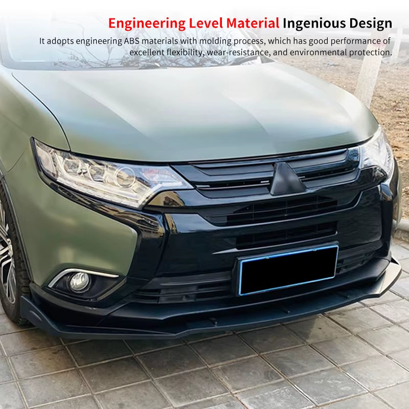 Car Front Bumper Splitter Lip Body Kit Spoiler Diffuser Deflector Accessories Carbon Look ABS for Mitsubishi Outlander 2015-2020